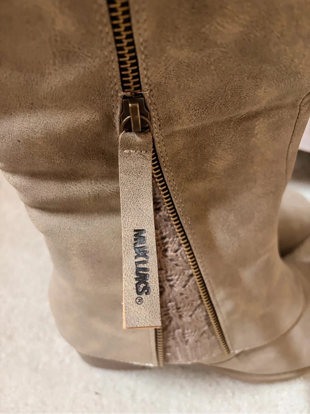 Muk Luks Over-the-Knee Taupe Boots with Side Zip